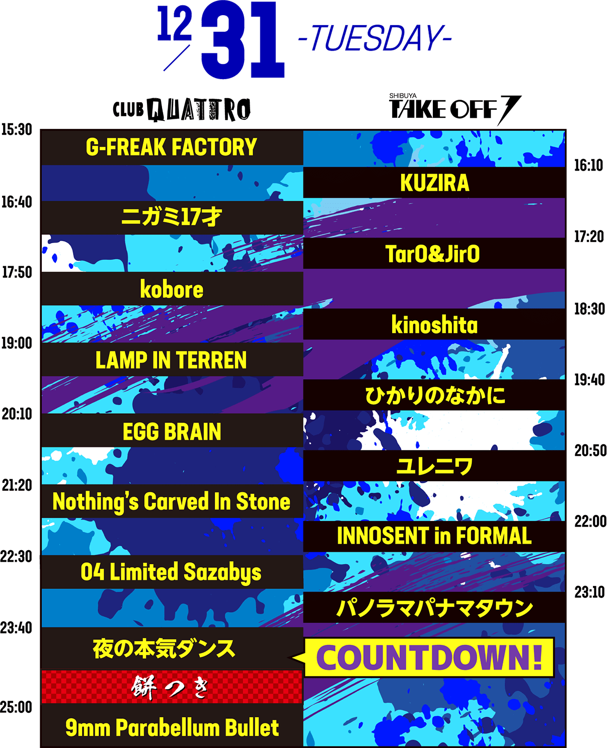 TIME TABLE 12/31